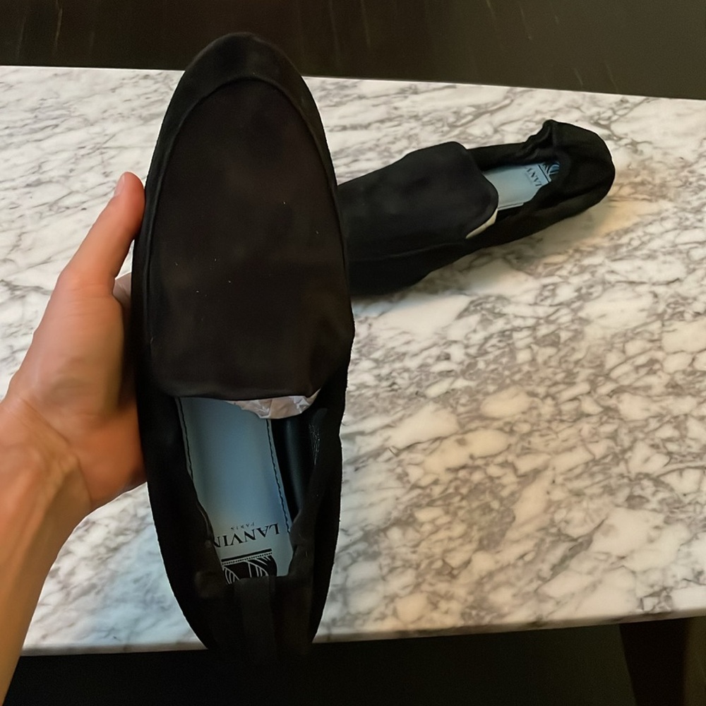 Lanvin Elegant Black Suede Loafers - size 7.5 - Picture 2 of 9